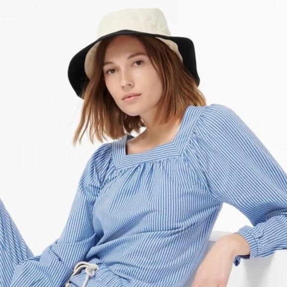 J Crew Square Neck Top In Stretch Knit Seersucker - Picture 2 of 8